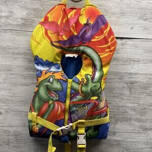 Vintage Stearns Childs Life Jacket Swim Vest Youth 30-50 Lbs Dinosaurs